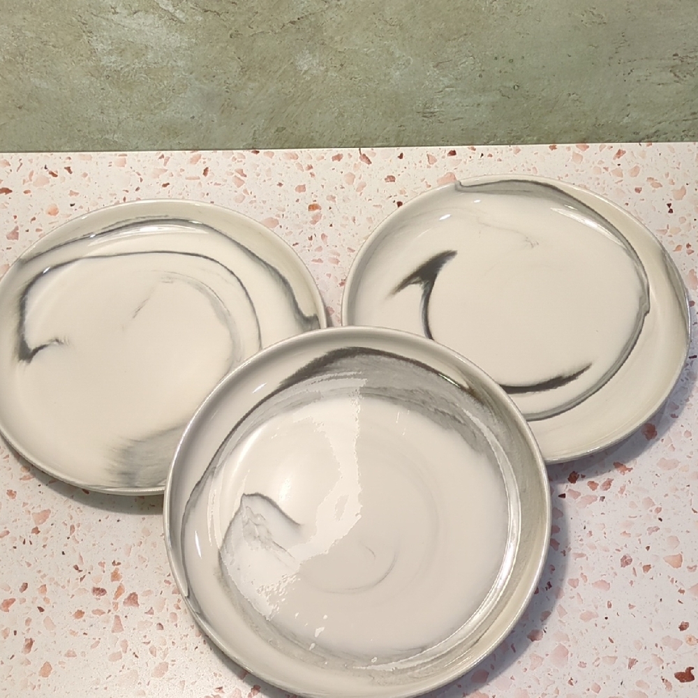 Malacasa | Porcelain 8.5" Marble Look Plates | Set Of 3